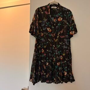 AMUR black pleated floral dress